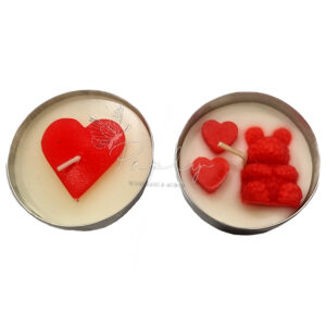 شمع جفتی وارمری بزرگ خرس و قلب